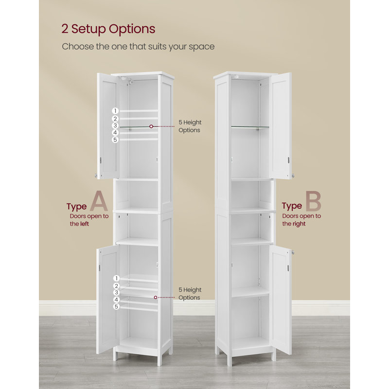 Tall Bathroom Cabinet With Lights Slim Bathroom Storage Cabinet Freestanding Narrow Storage Unit White